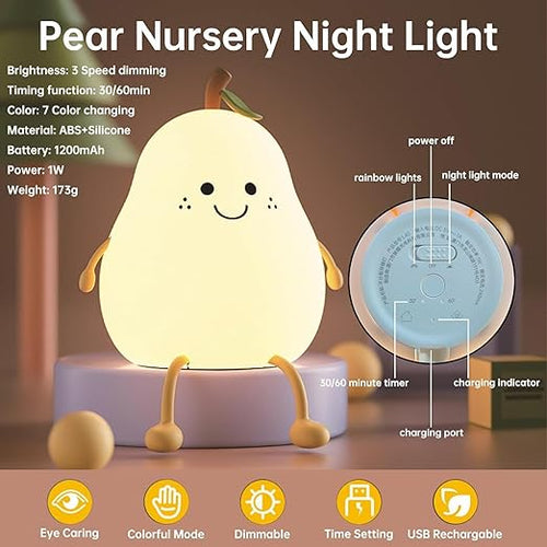 DIWUJI Cute Pear LED Night Lamp For Kids